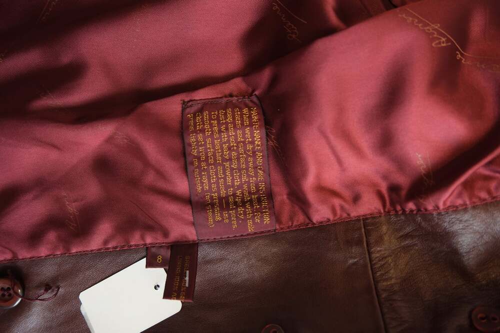 Vintage Etienne Aigner Burgundy Genuine Leather Blazer Jacket Size 8 70s 80s - Picture 10 of 11